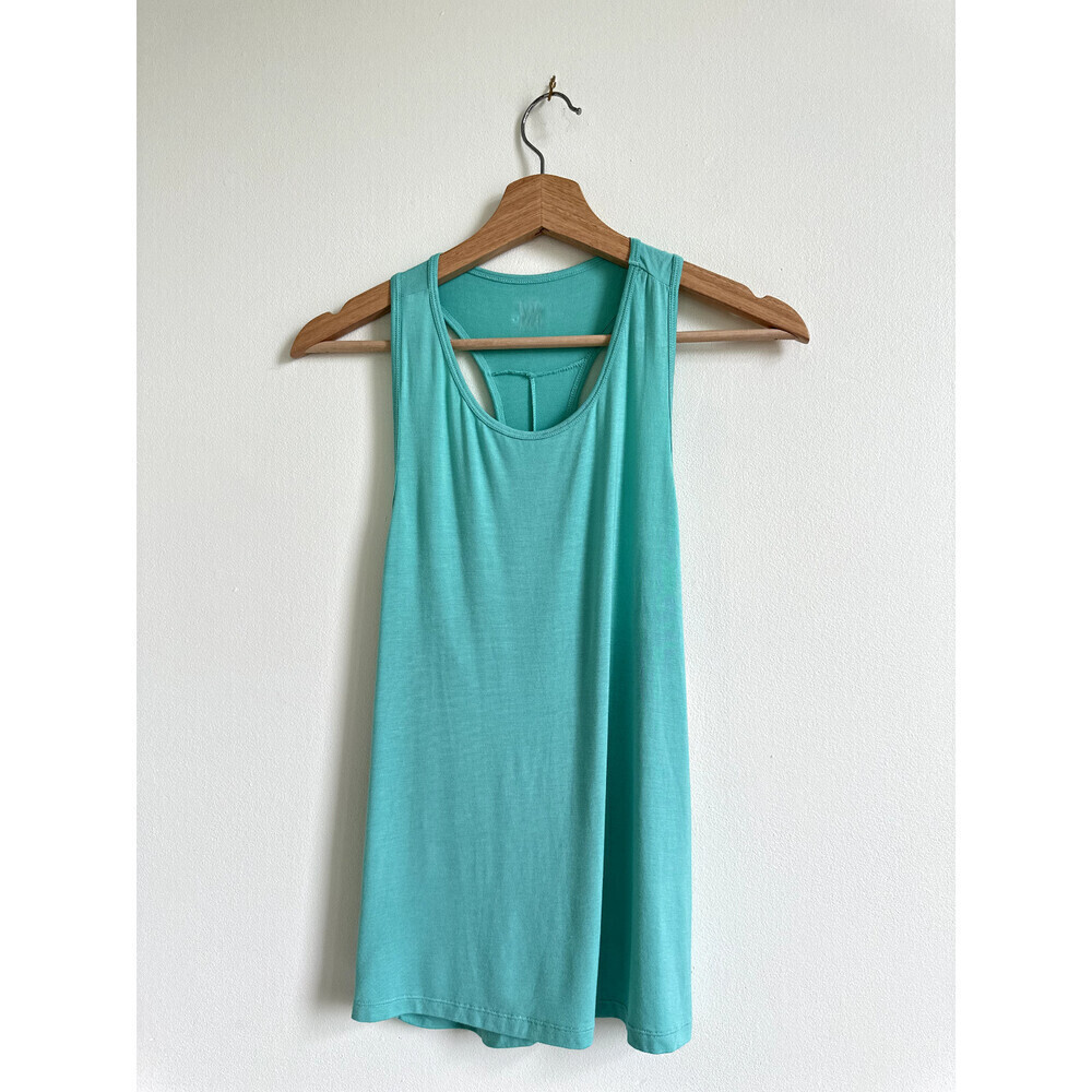 Nicole Miller Sport Teal open Back Stretch Activewear Tank Work Out size M $58